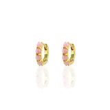 pink opal huggie hoop earrings