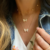 mini butterfly necklace white pearl