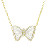 mini butterfly necklace white pearl