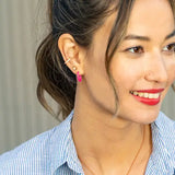 circle outline with prong set crystal stud earrings