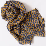 palma navy block printed scarf