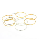 gold fill and sterling thin hammered band rings