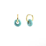 gemstone donut huggie hoop  earrings, turquoise