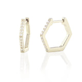 hexagon crystal hoop earrings