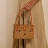 Ata Vine Rattan Box Handbag with Diamond Pattern