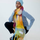 the reykjavik scarf, 100% recycled, yellow check