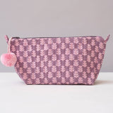 orchid pink block printed makeup pouch