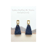 Sienna Stud Earrings in Navy Blue Leather