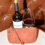 faux suede mini crossbody wristlet clutch