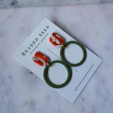 round dangle drop neutral clay earrings