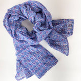 malin periwinkle block printed scarf