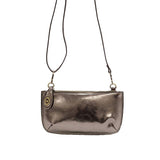 liquid metal mini crossbody wristlet clutch