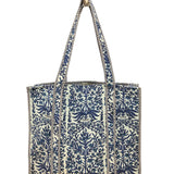 Quilted Cotton Bag - Decorative Blue Floral