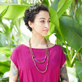kantha bead long necklace