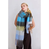 the reykjavik scarf, 100% recycled, blue & orange