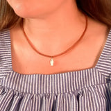 mother of pearl fish charm beaded necklace