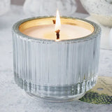 roland pine 6 oz silver & gold ribbed glass candle