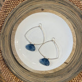 embellish x rach b - blue sodalite quartz tri hoop earrings