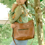 midsized leather crossbody and shoulder bag