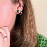 malachite, tiger's eye, and onyx square studs
