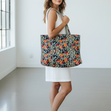 Quilted Cotton Bag - Mediterranean Pomegranates