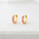 pink opal huggie hoop earrings