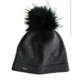 new cashmere blend knitted hat w/ faux fur pompom