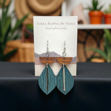 sage teardrop earrings with wood