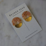 small half circle agate arch stud earrings