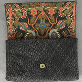 Rattan Clutch with Batik Print Lining - Ivory