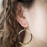 colorblocked brass hoop - black