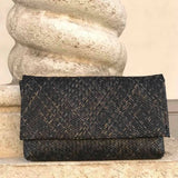 Rattan Clutch with Batik Print Lining - Ivory