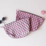 orchid pink block printed makeup pouch