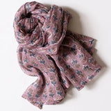 malin mauve block printed scarf