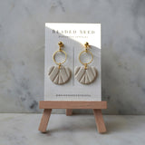 neutral beige textured minimalist dangle earrings
