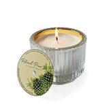 roland pine 6 oz silver & gold ribbed glass candle