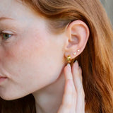 opal heart stud earrings