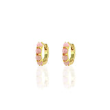 pink opal huggie hoop earrings