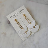 white half circle dangle earrings