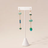 amazonite, pearl, malachite, and glass composition earrings