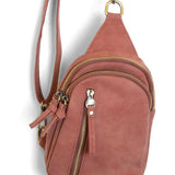 faux suede skyler sling bag