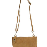 faux suede mini crossbody wristlet clutch