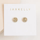 pave peace sign stud