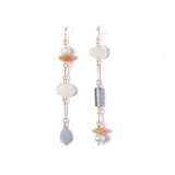 moonstone, pearl, angelite, and yellow jade composition earrings