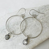 cz cubic zirconia charm round hoop earrings
