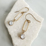 cz cubic zirconia paperclip link drop earrings