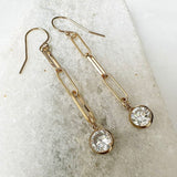 cubic zirconia paperclip chain drop earrings