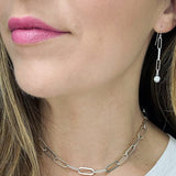cz cubic zirconia paperclip chain drop earrings