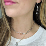 cubic zirconia paperclip chain drop earrings
