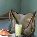 midsized leather crossbody and shoulder bag